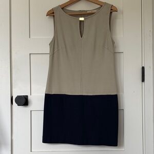 Trina Turk Shift Beige and Blue Mini Dress